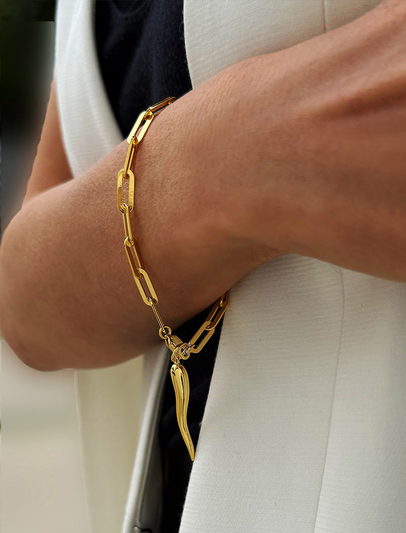 ITALIAN HORN Charm Medium Chain Bracelet