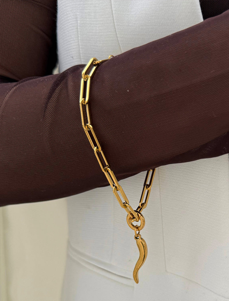 ITALIAN HORN Charm Medium Chain Bracelet