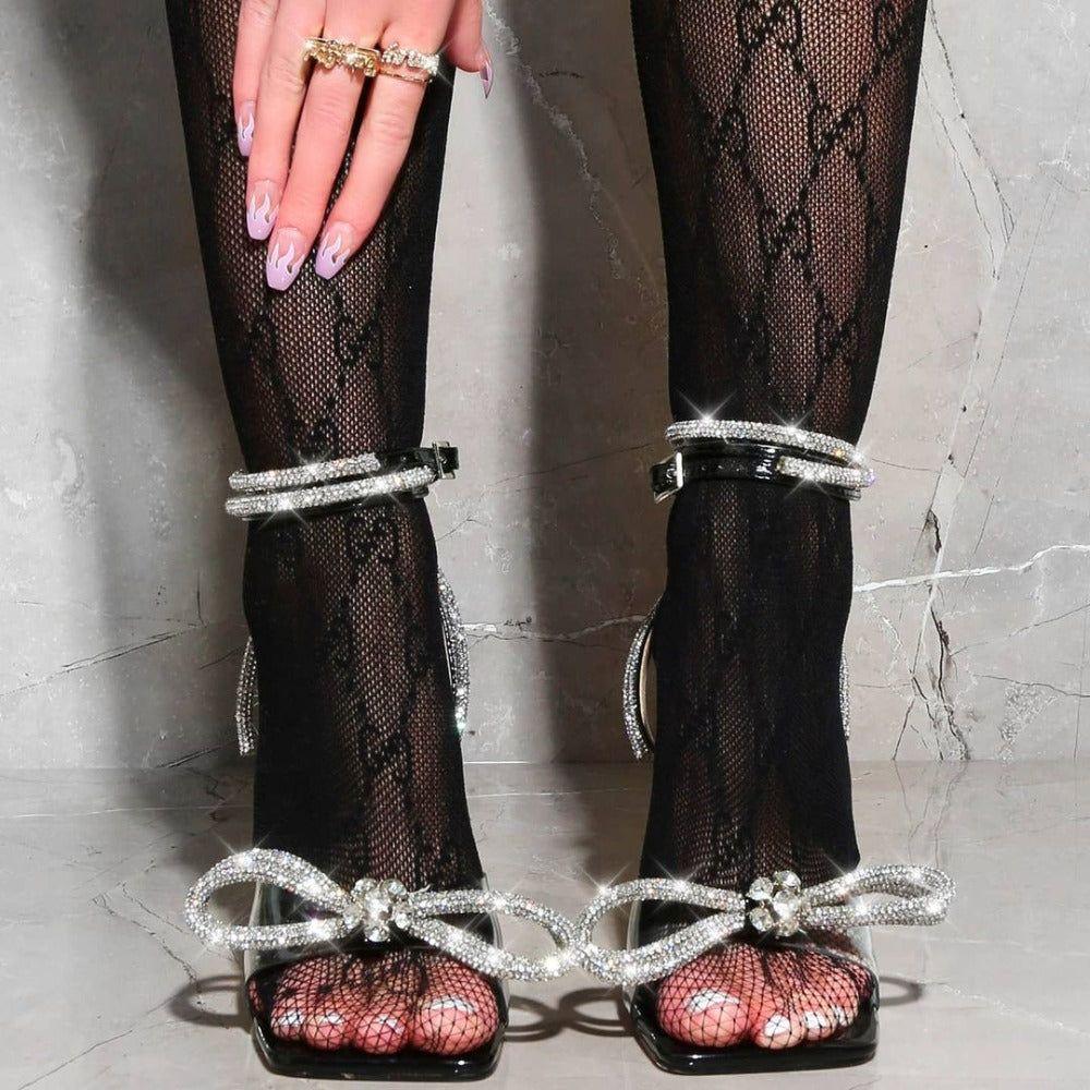 Icon Black Bowknot Pyramid Heels