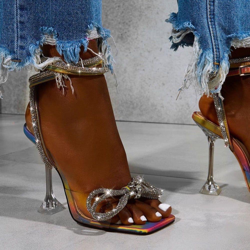 Icon Multicolor Bowknot Pyramid Heels