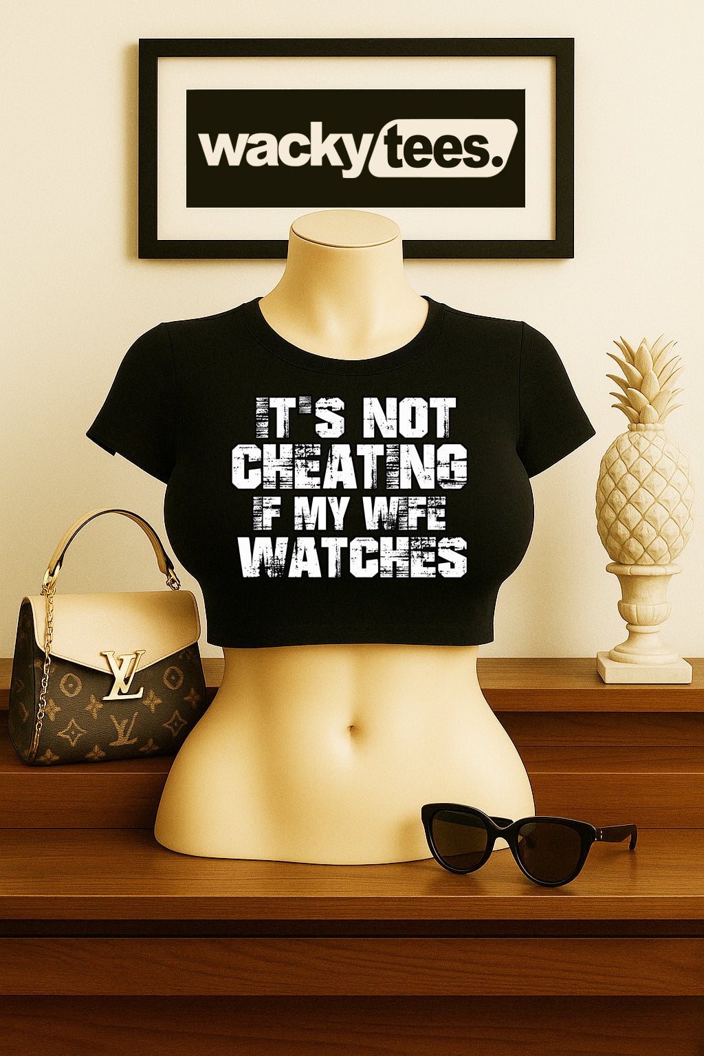 Its Not Cheating If My Wife Watches Funny Adult Humor Graphic Tee Shirt
