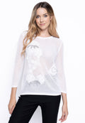 White Knit with Silver Applique Top