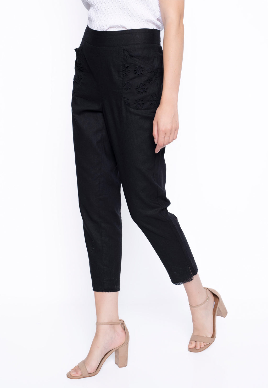 Eyelet Pull-On Straight Leg Pants by Picadilly