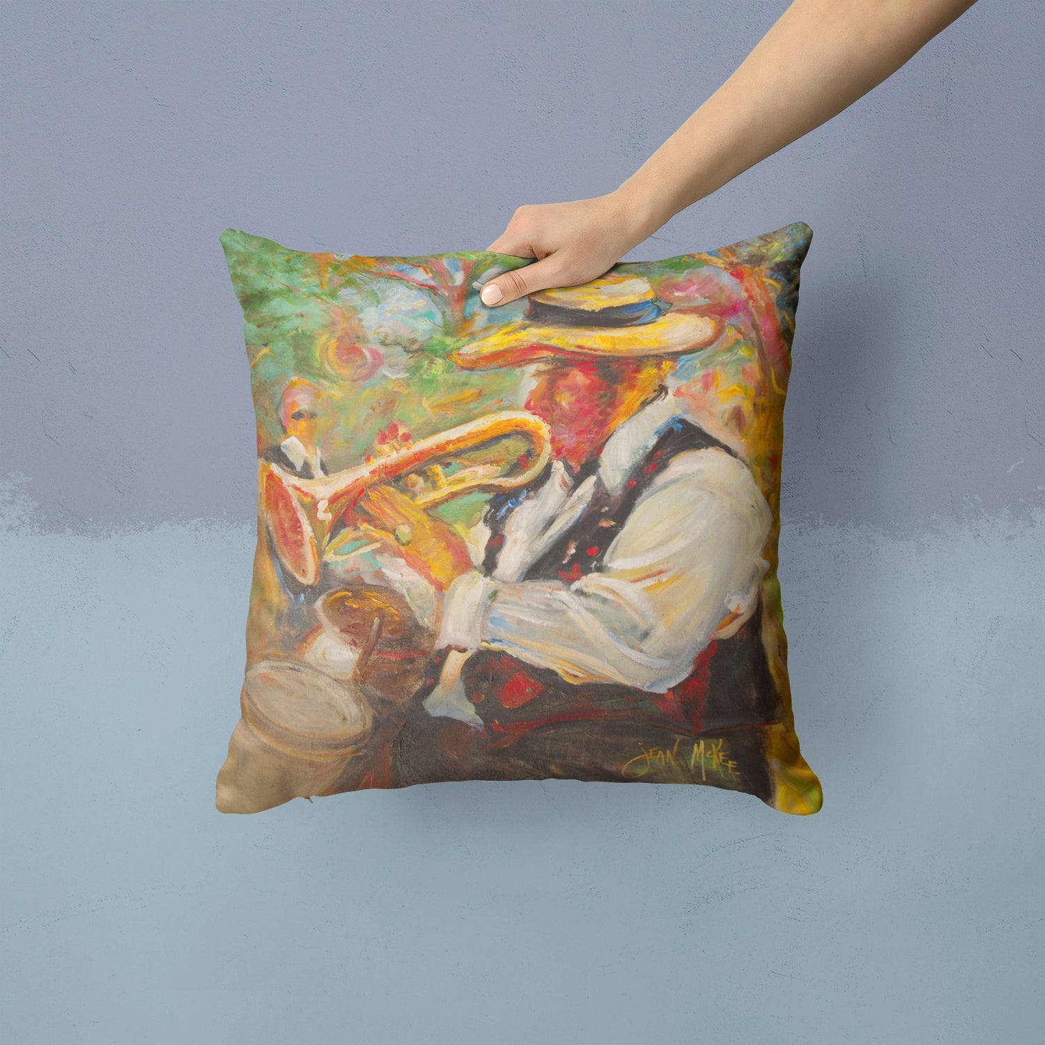 Jazz Trumpet Canvas Throw Pillow - 14x14 Decorative Pillow – Art for Your Home & Patio JMK1276PW1414
