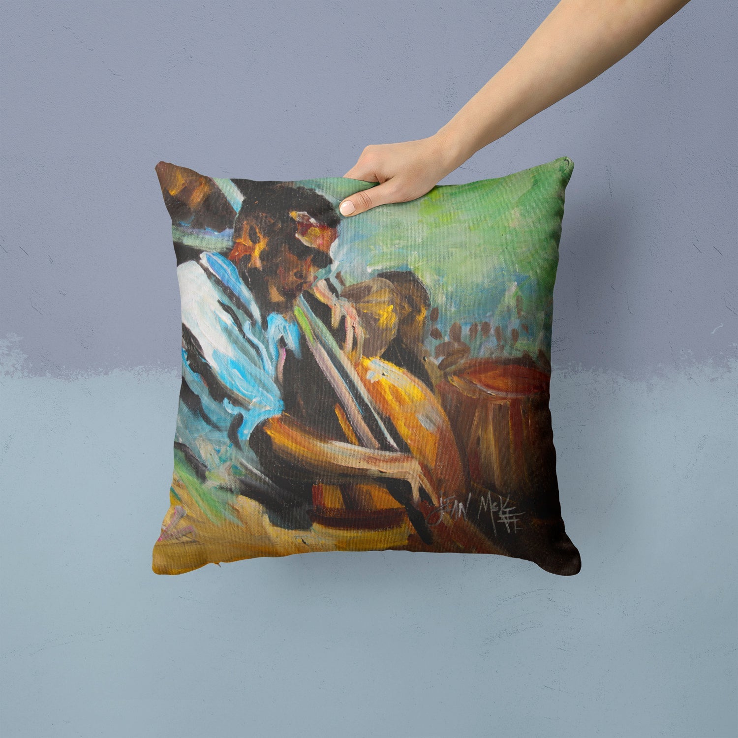 Jazz Bass Canvas Throw Pillow - 14x14 Decorative Pillow – Art for Your Home & Patio JMK1278PW1414