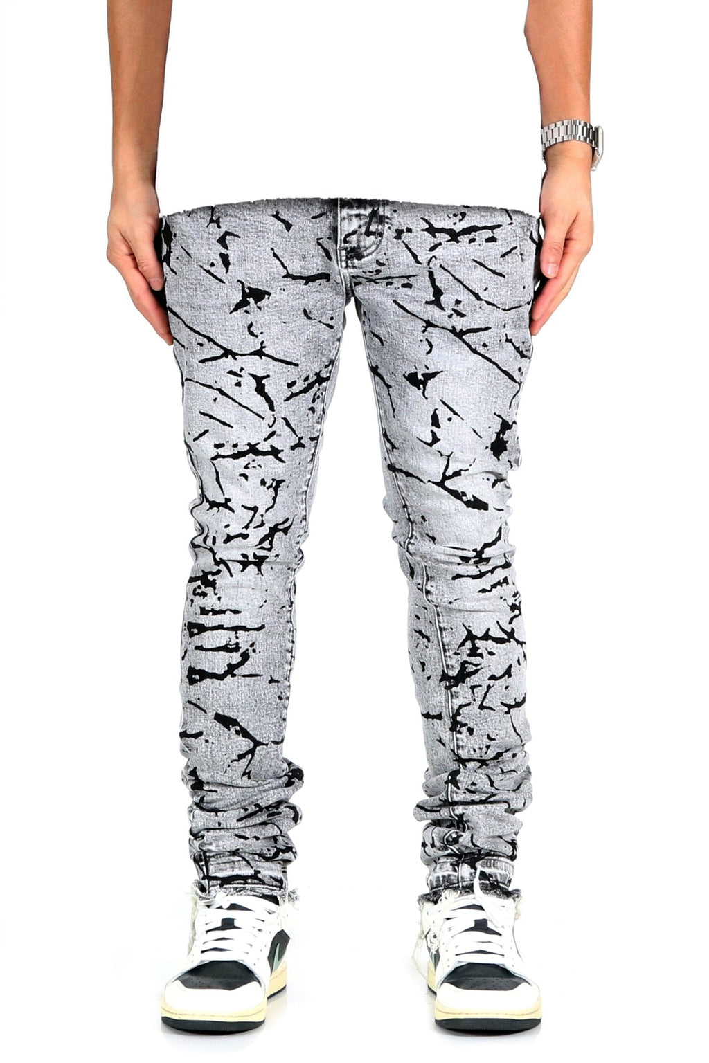 BRECK Men's Premium Heavy Washed Skinny Denim Pants