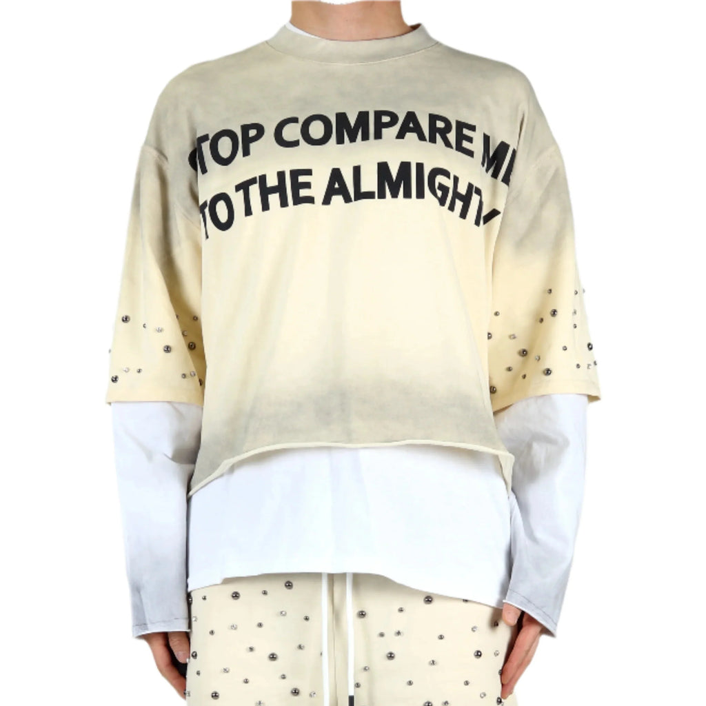 NOEL S/N Jersey 3/4 Sleeve Crop top Tee with Layered long sleeve