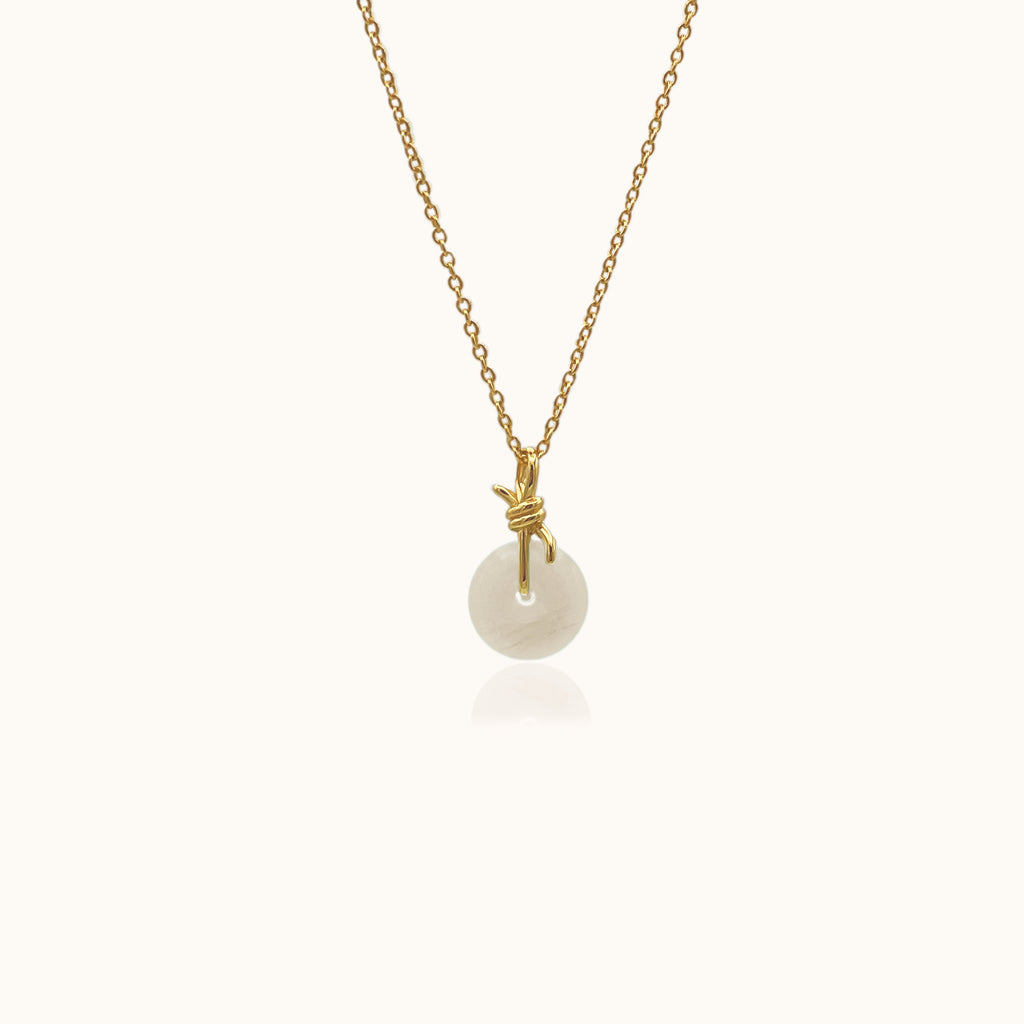 Knot Necklace with White Jade