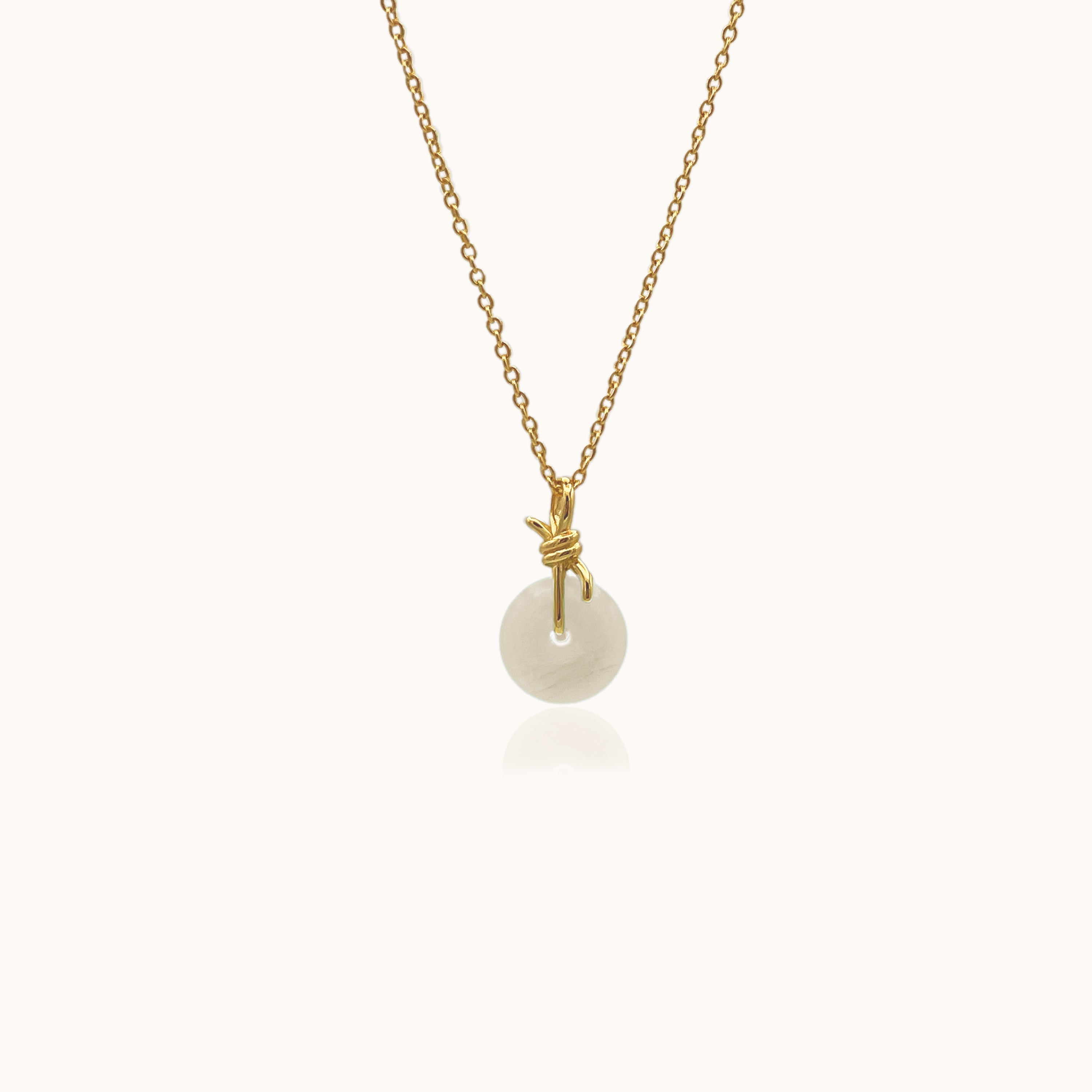 Knot Necklace with White Jade