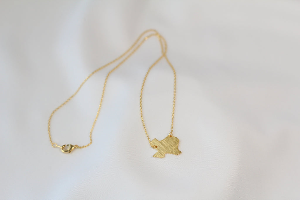 Texas State Map Necklace - Matte Polish