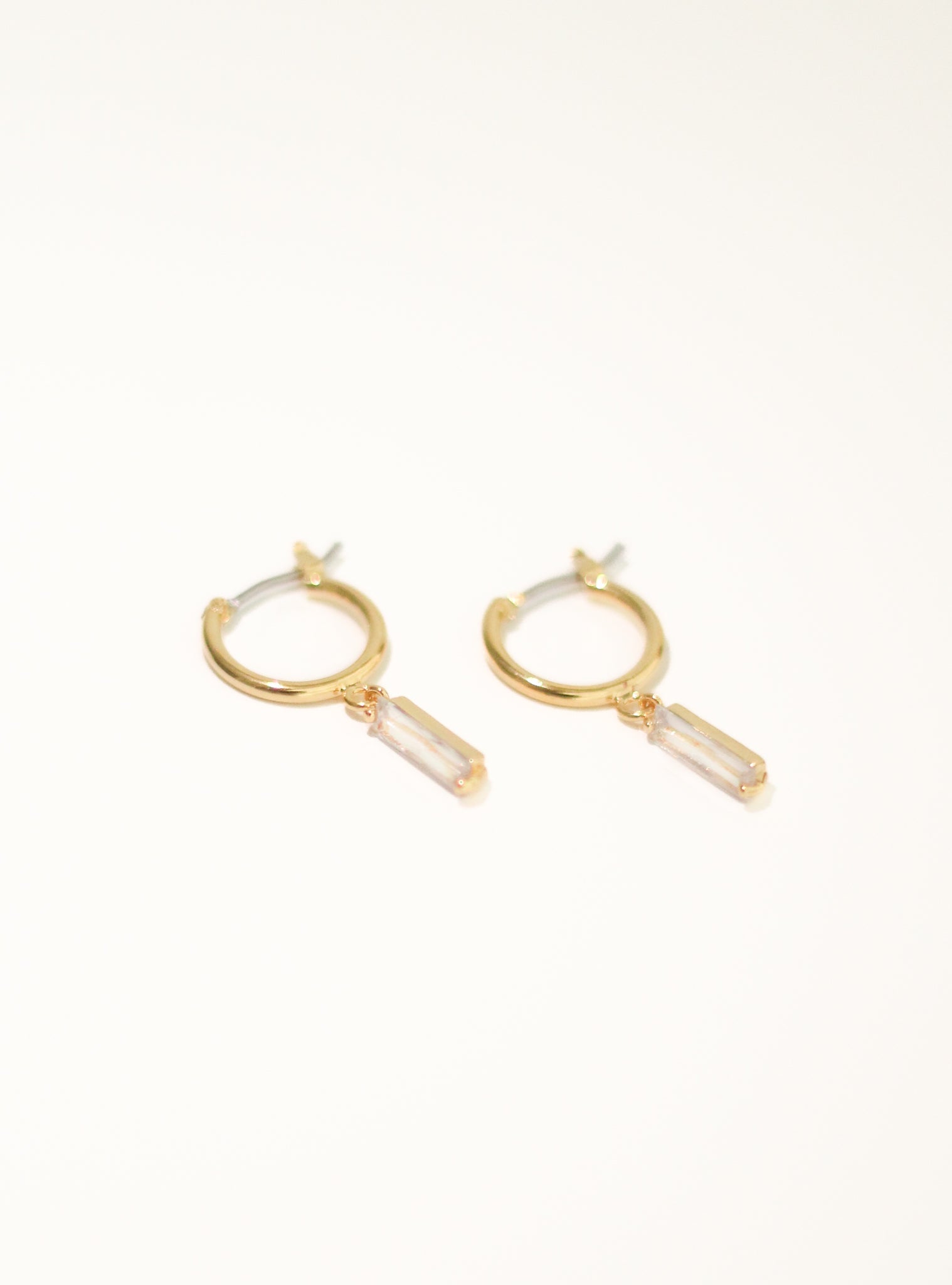 Baguette Dangle Huggie Earrings