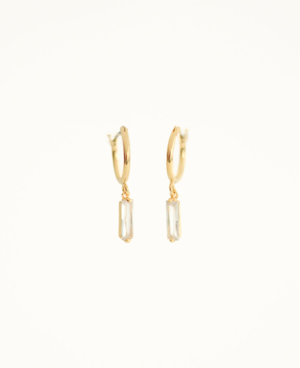 Baguette Dangle Huggie Earrings