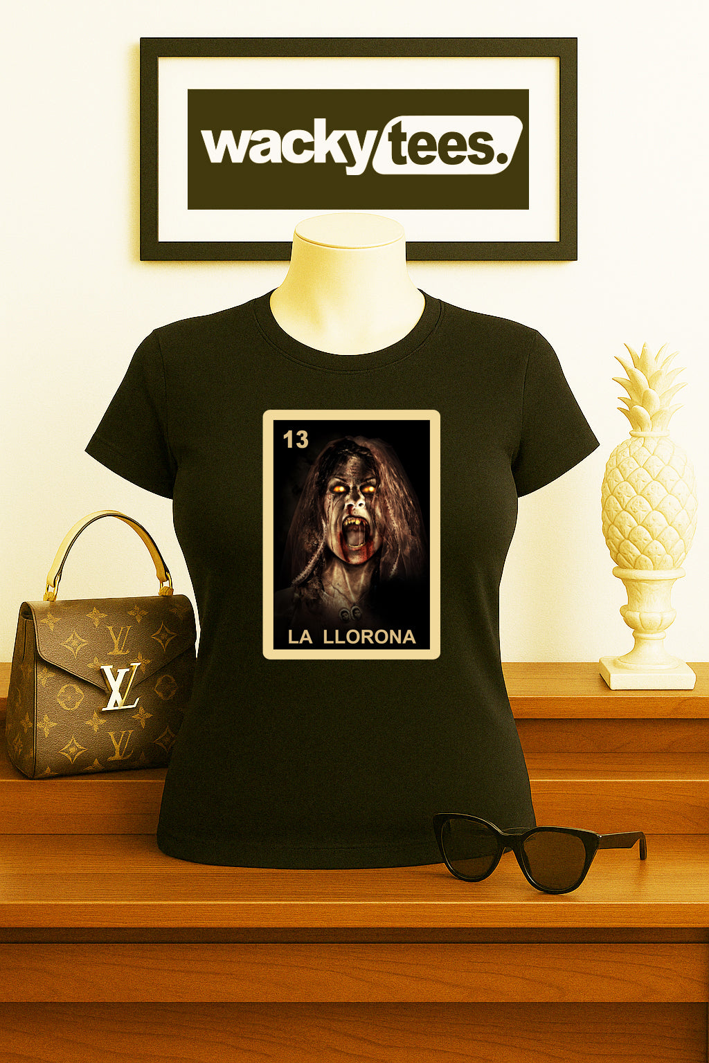 La Llorona The Wailer Wheeping Woman Loteria Mexican Bingo Graphic Tee Shirt