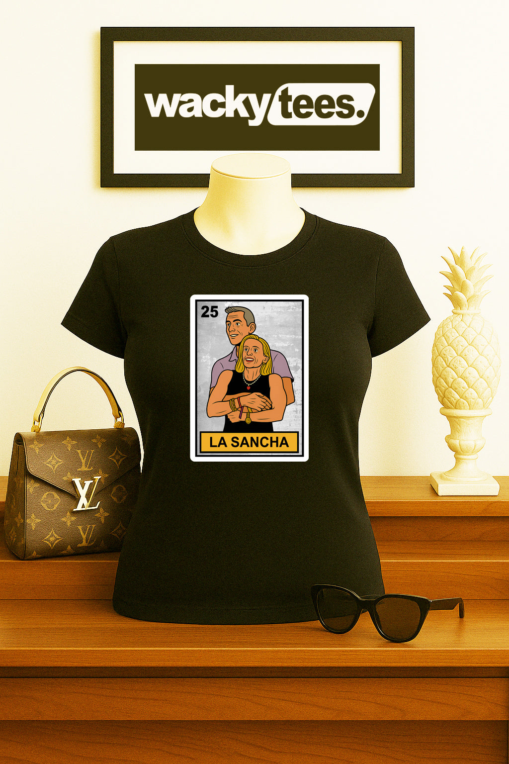 La Sancha Loteria Caught on Kiss Cam Funny Mexican Bingo Card Graphic Tee Shirt