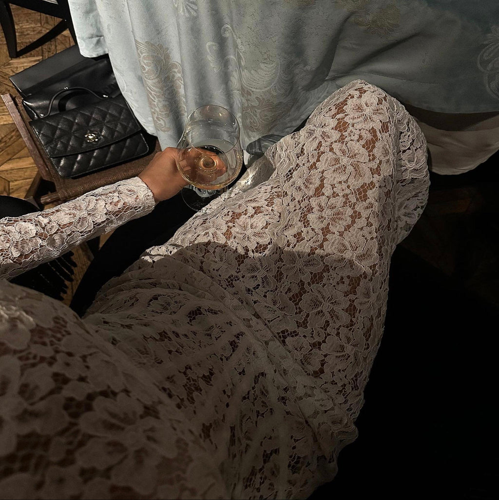 Lana White Lace Corset Maxi Dress
