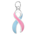 Large Pink & Blue Ribbon Charms