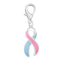 Large Pink & Blue Ribbon Hanging Charms
