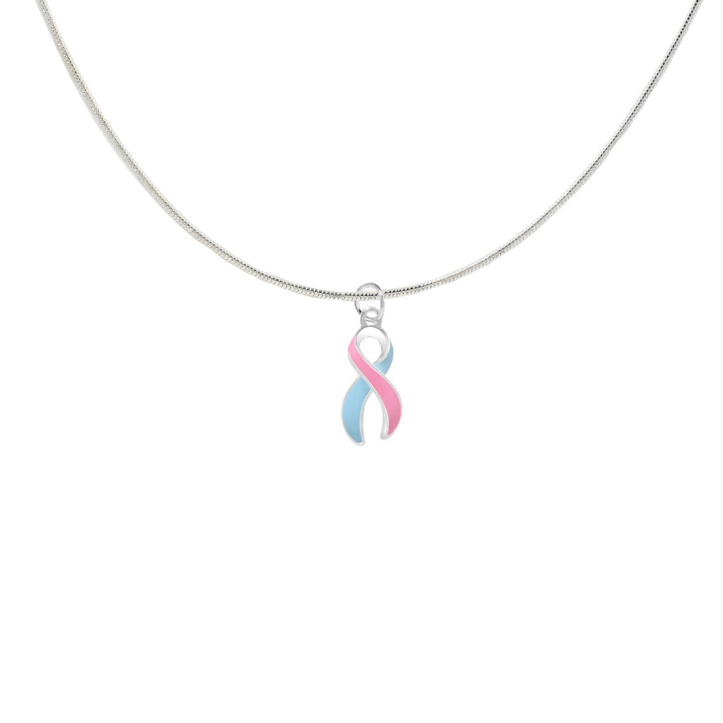 Large Pink & Blue Ribbon Necklaces