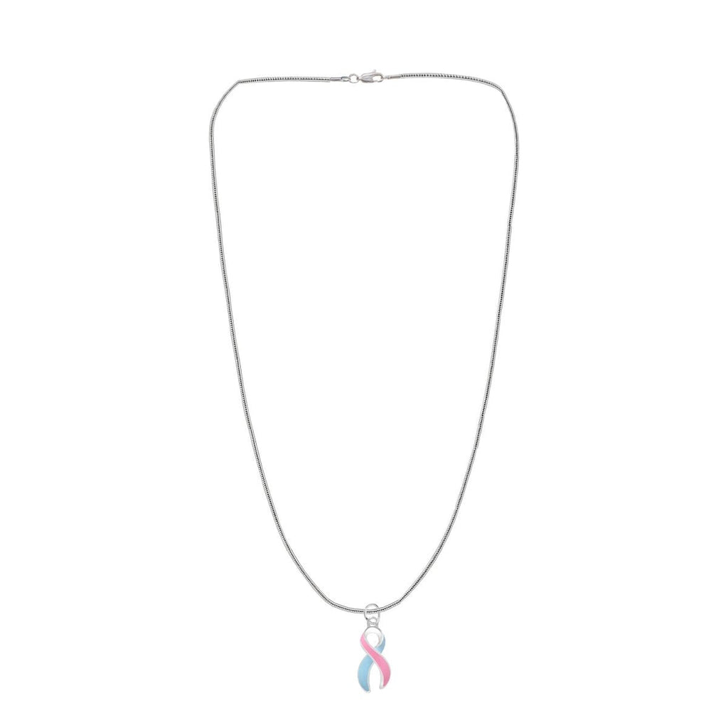 Large Pink & Blue Ribbon Necklaces