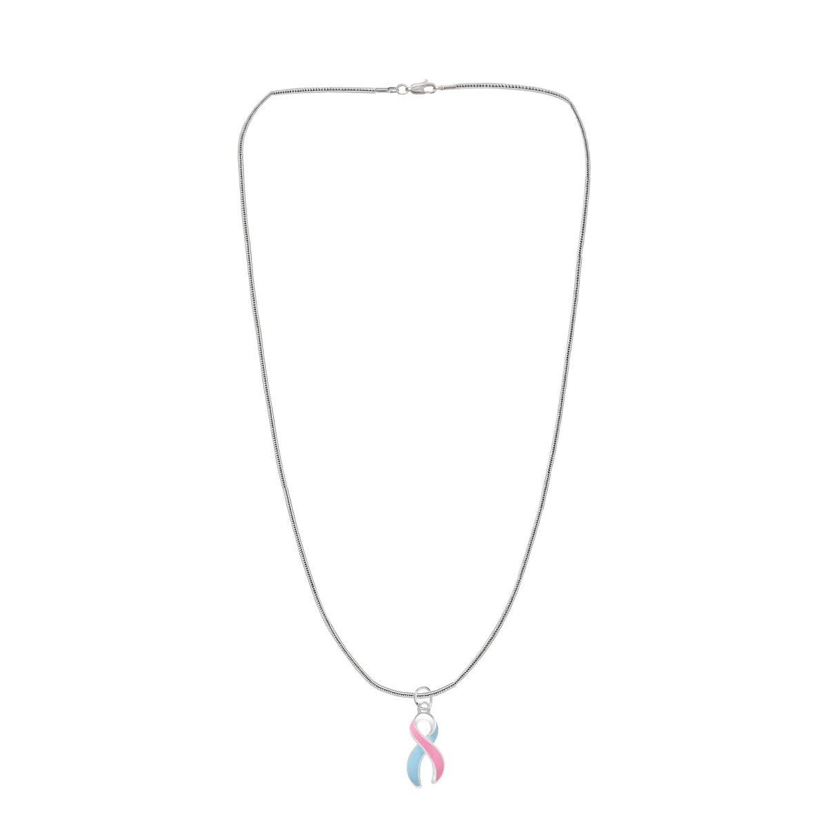Large Pink & Blue Ribbon Necklaces