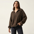 Leopard Print Corduroy Zip-Up