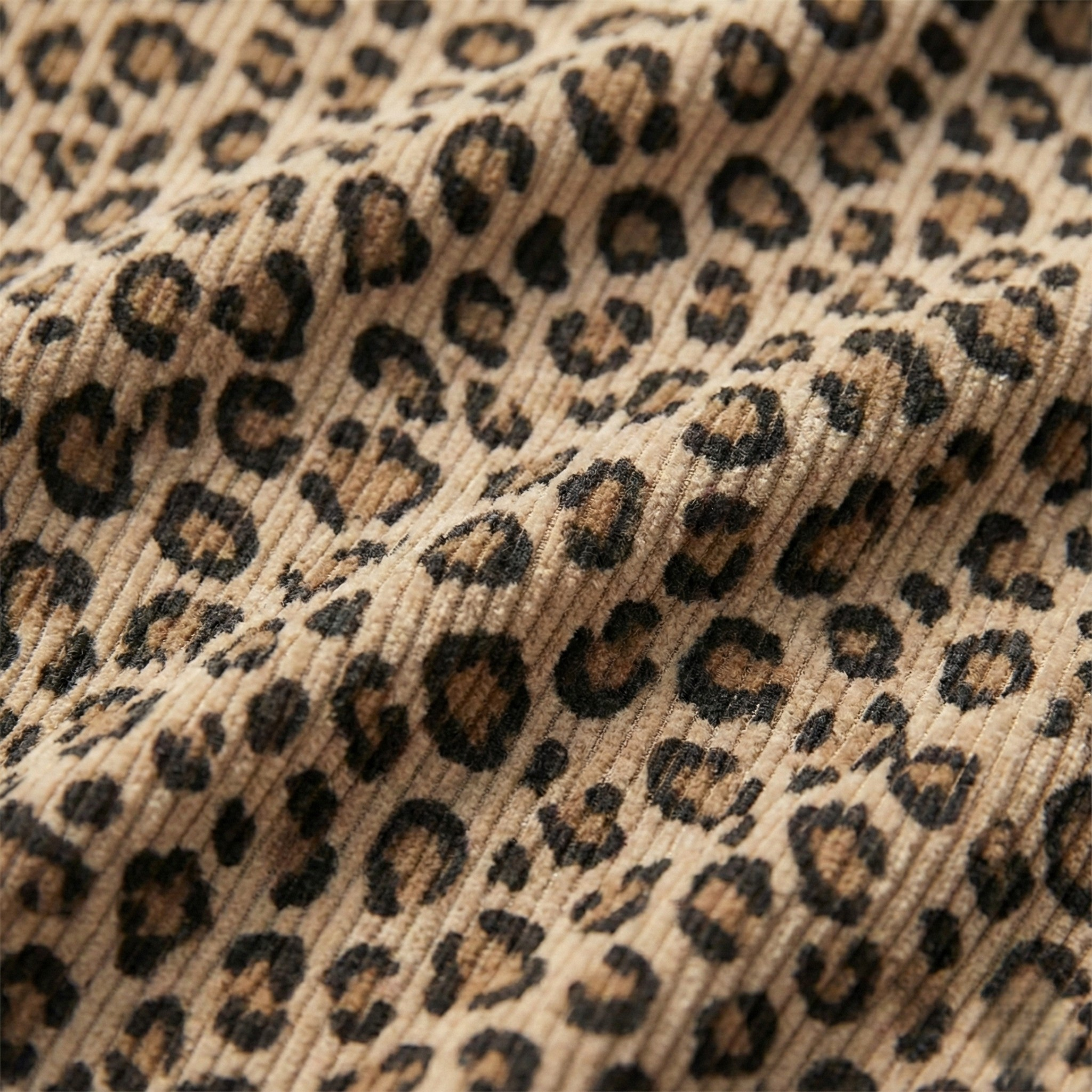 Leopard Print Corduroy Zip-Up