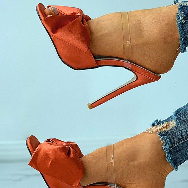 Longshot Orange Satin Stiletto Heels whit Big Bow
