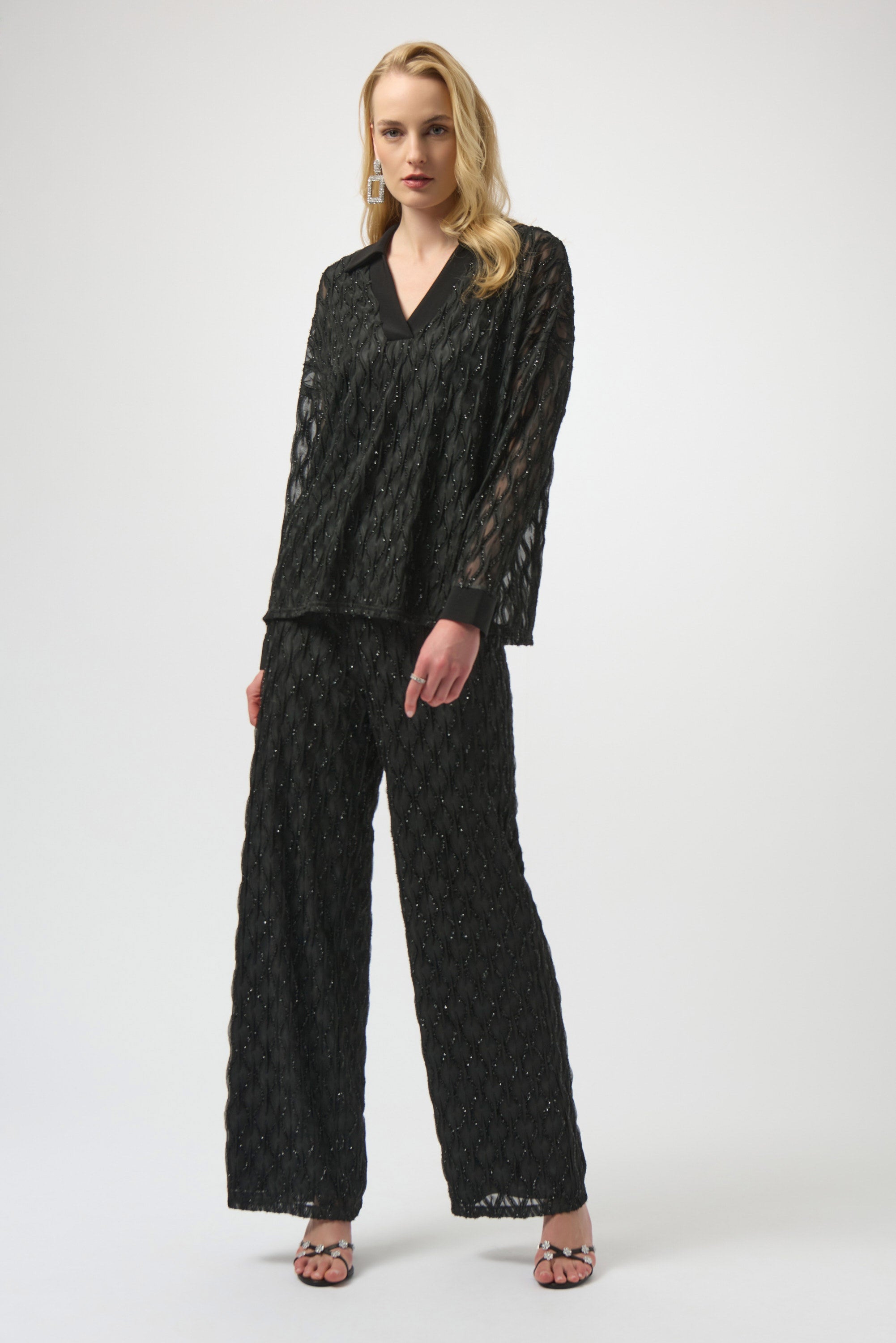 Lurex Cascade and Silky Knit Boxy Top - 254116