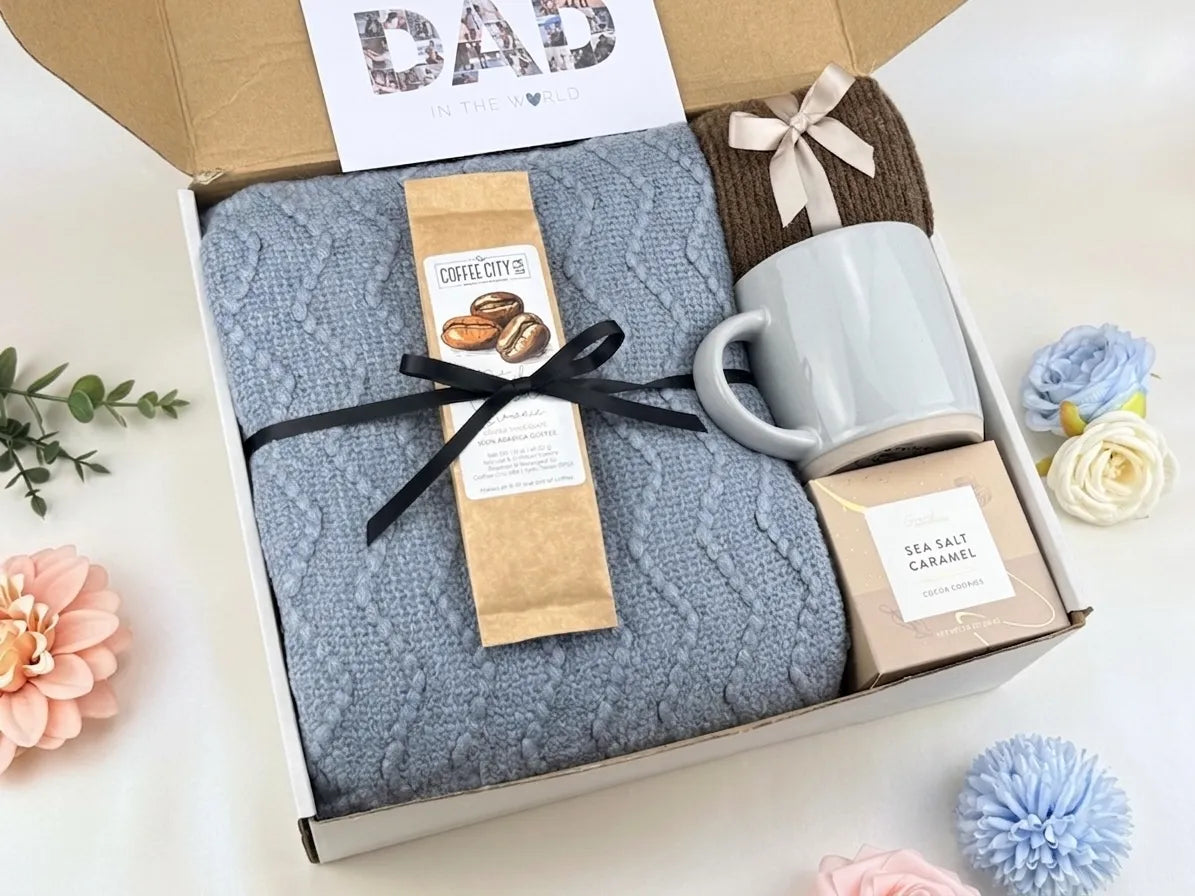 Luxury Father’s Day Gift Box for Dad – Mug, Jerky & Coffee Cookies | Cozy Hug in a Box