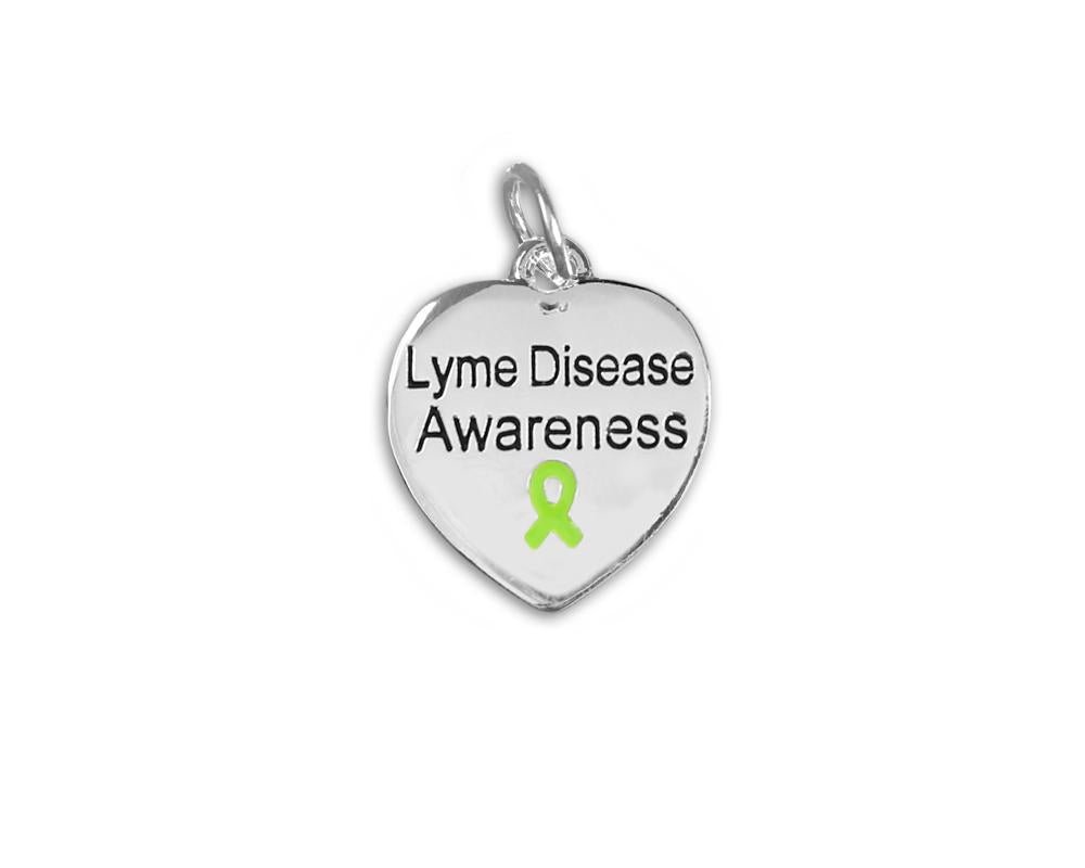 Lyme Disease Awareness Heart Charms