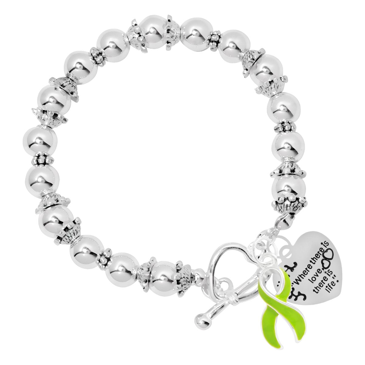 Lyme Disease Ribbon Where There Is Love Charm Bracelets