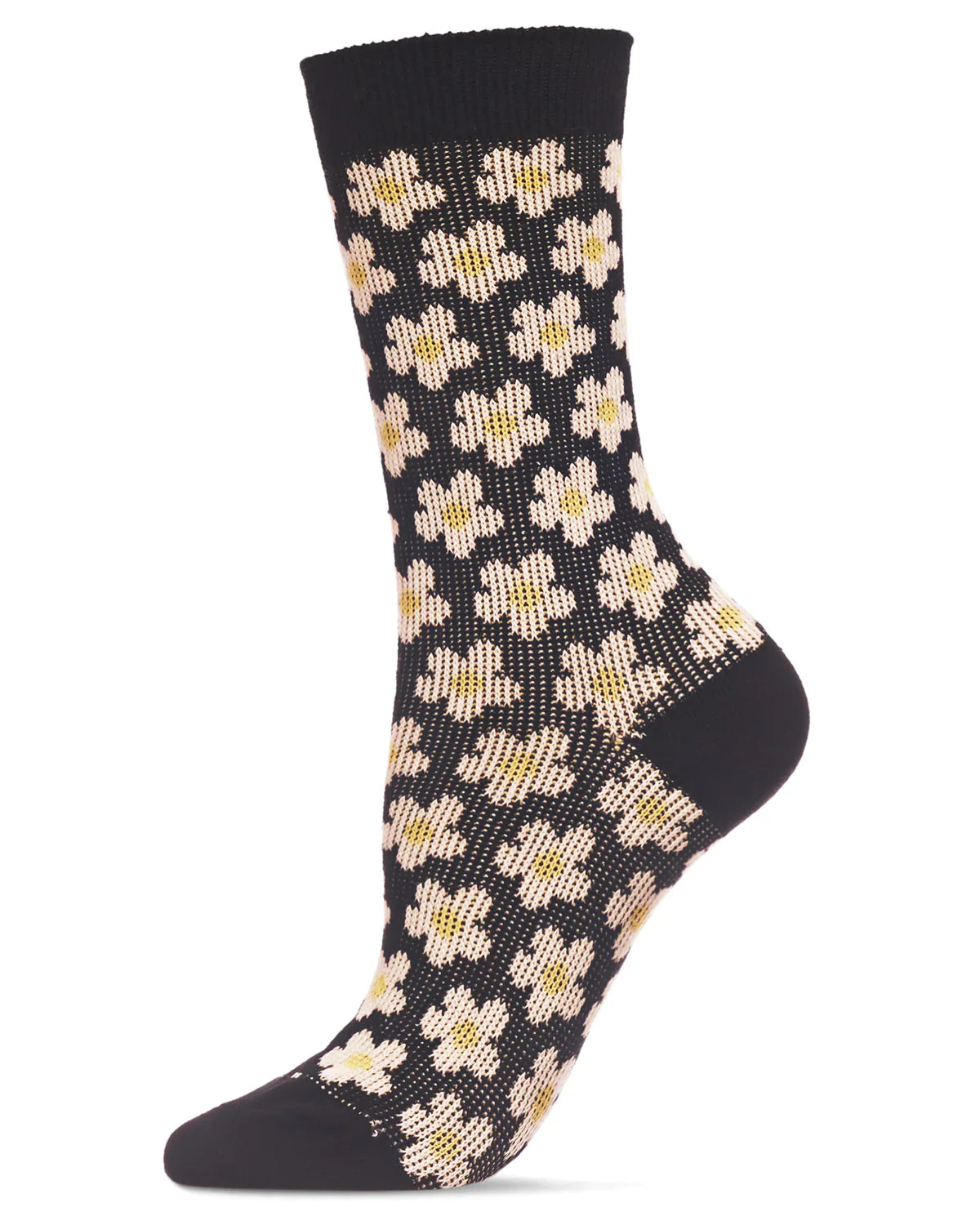 Women's Mod Vintage Style Sweet Daisy Crew Sock