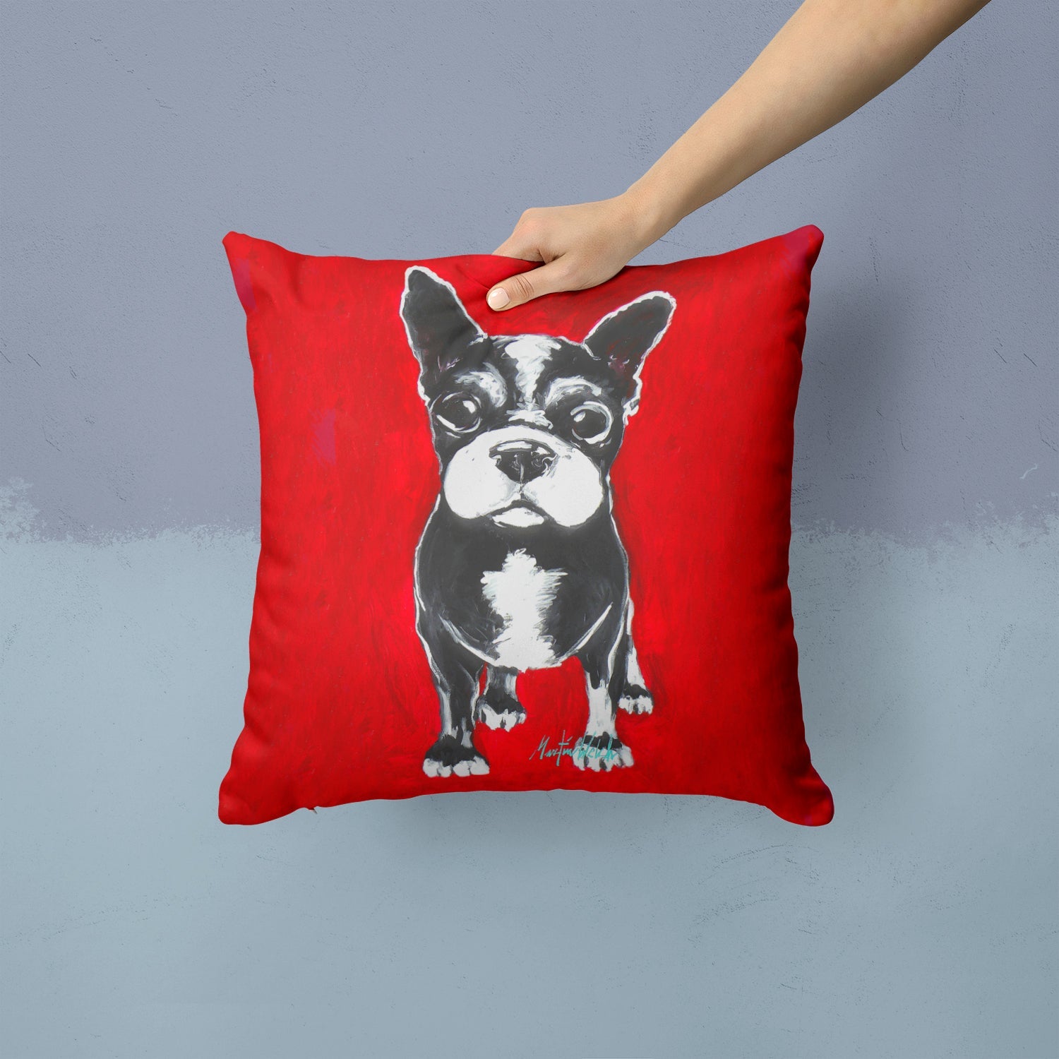 Boston Terrier Runt Throw Pillow - 14x14 Decorative Pillow – Art for Your Home & Patio MW1314PW1414