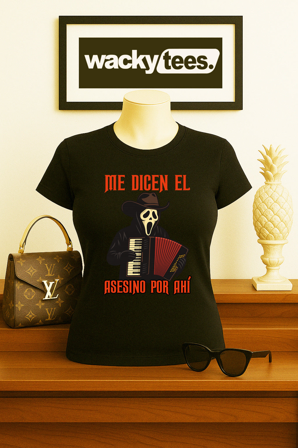 Me Dicen El Asesino Por Ahi Halloween Corrido Ghostface Scream Graphic Tee Shirt