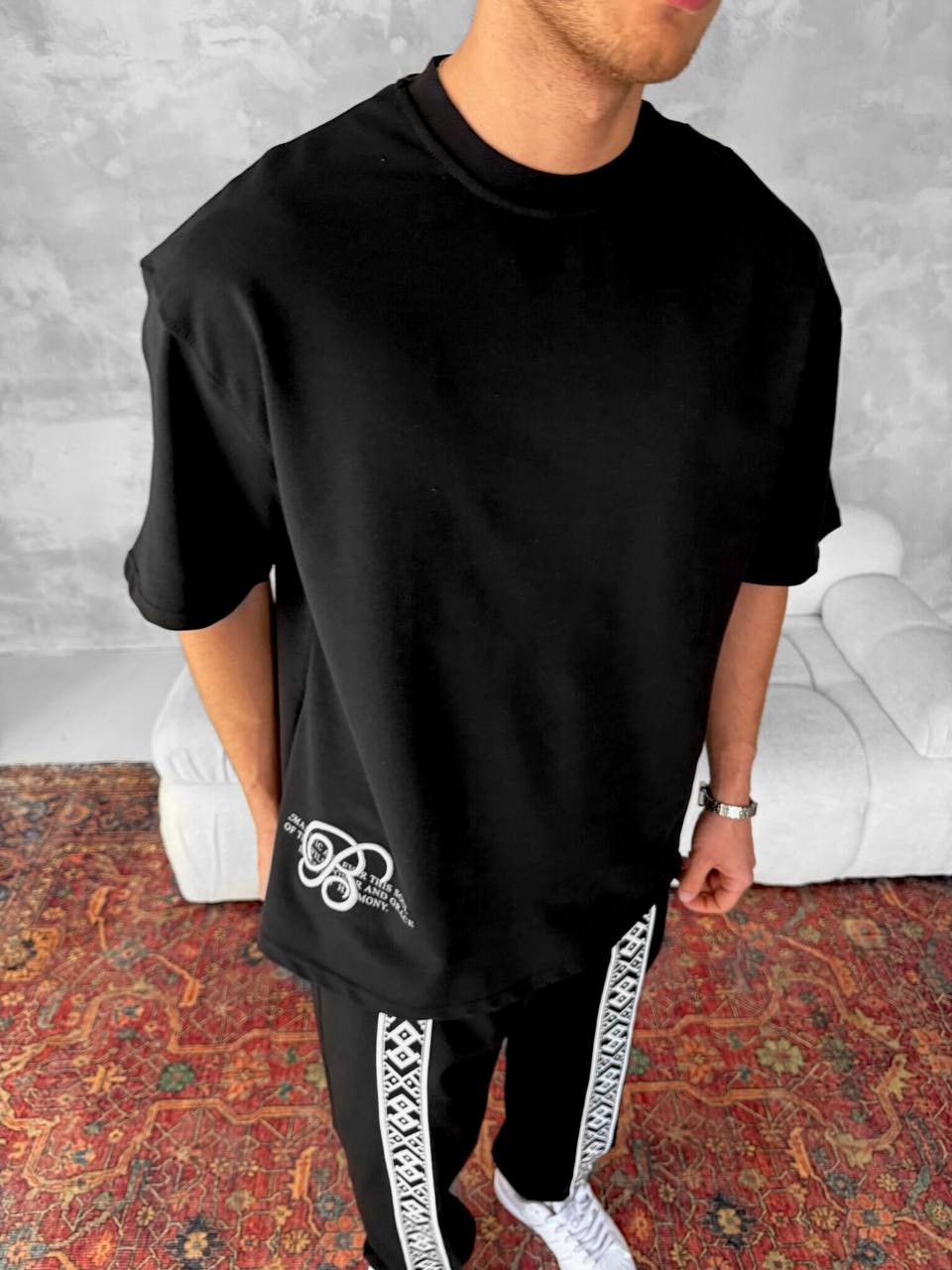 Men's Cotton T-Shirt with Detailed Back Print / Horse & Rider Graphic Tee