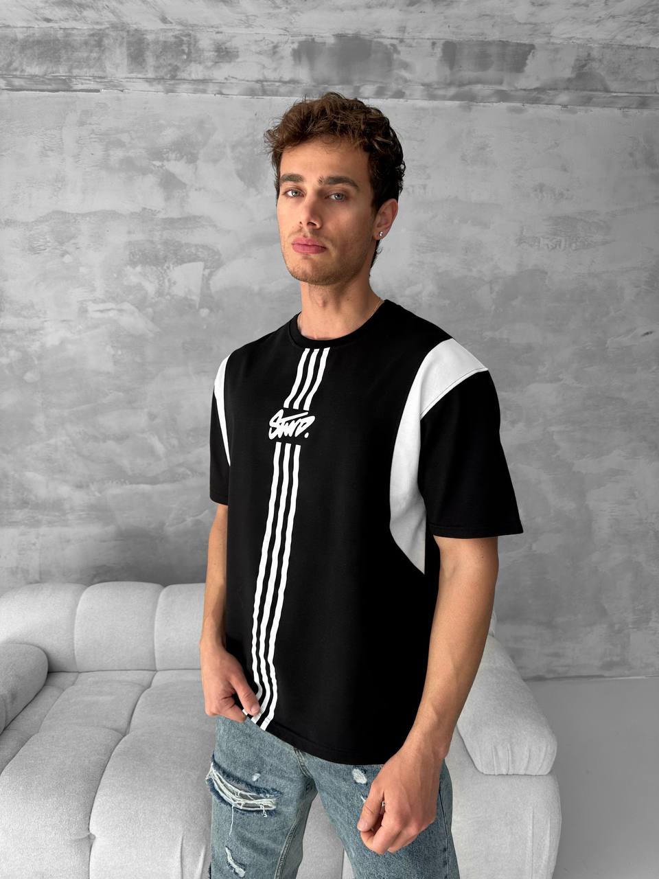 Men’s Graphic Logo T-Shirt – Stripe Cotton Tee