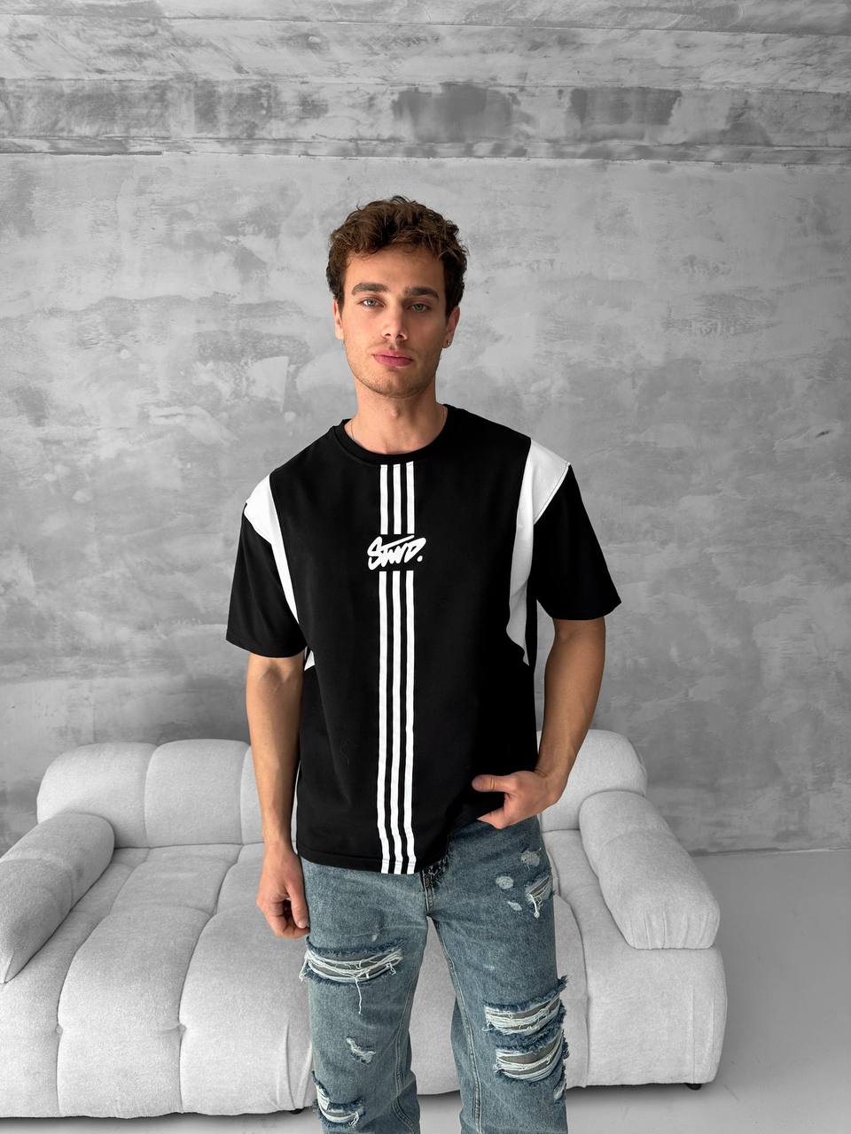 Men’s Graphic Logo T-Shirt – Stripe Cotton Tee