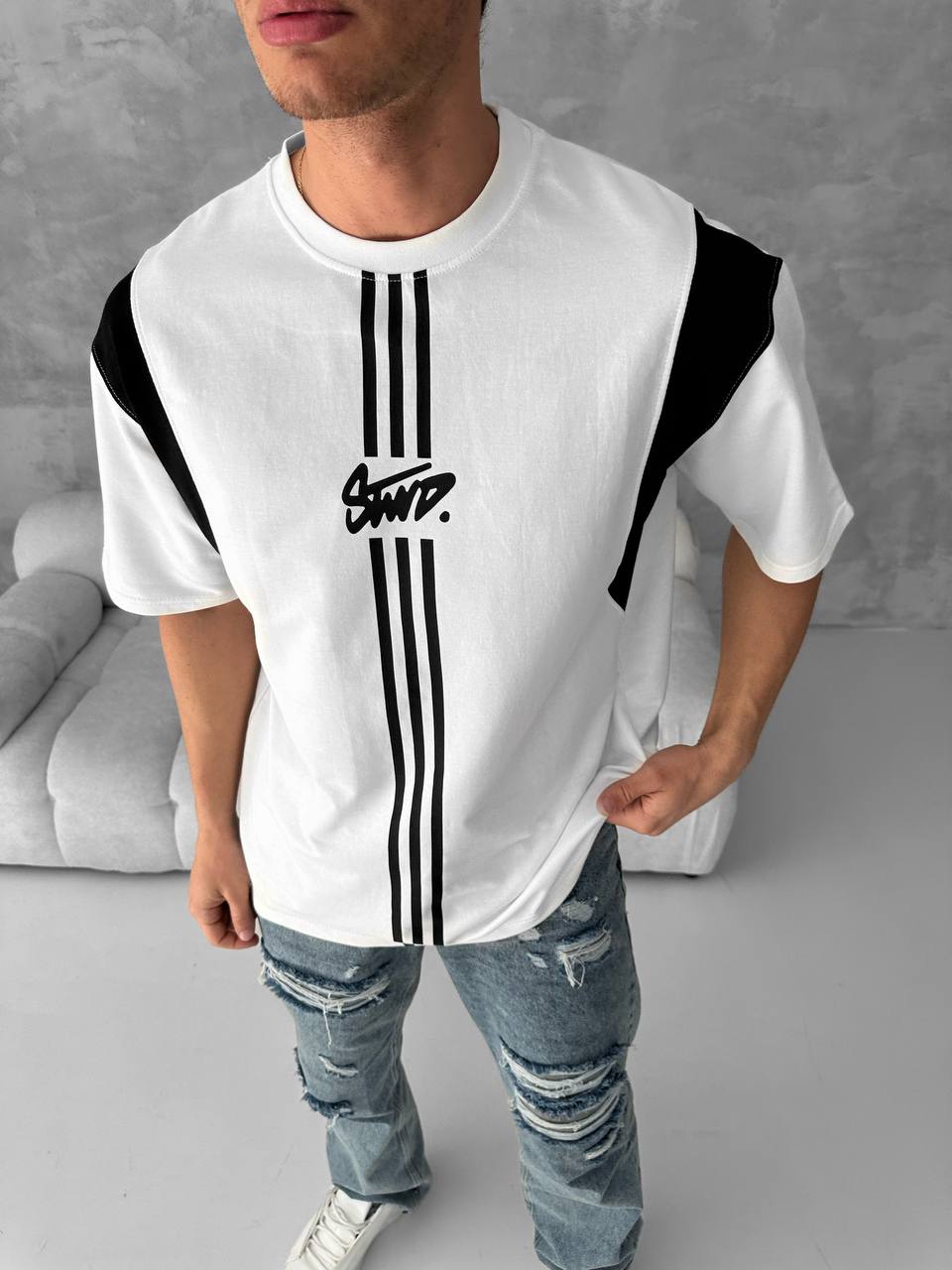Men’s Graphic Logo T-Shirt – Stripe Cotton Tee