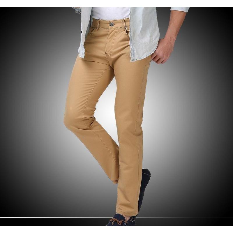Men's Beige Slim Fit Straight Jeans - Multiple Sizes