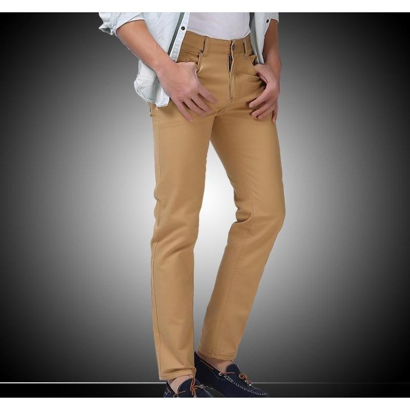 Men's Beige Slim Fit Straight Jeans - Multiple Sizes