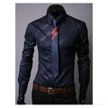 Men's Black Striped Slim Fit Dress Shirt