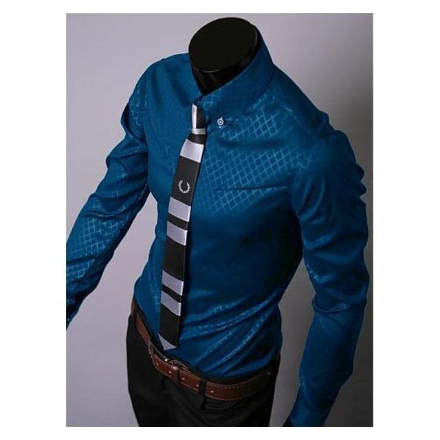 Men's Blue Slim Fit Dress Shirt