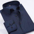 Men's Dark Blue Striped Dress Shirt - Multiple Sizes