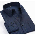 Men's Deep Blue Striped Dress Shirt