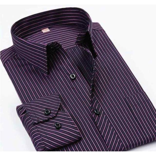 Men's Deep Purple Striped Dress Shirt