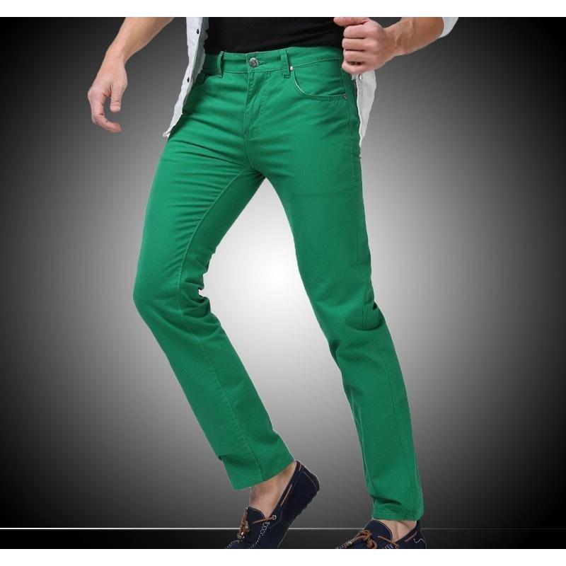 Men's Green Slim Fit Straight Jeans - Multiple Sizes