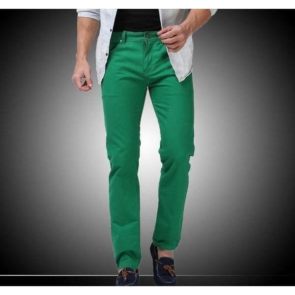 Men's Green Slim Fit Straight Jeans - Multiple Sizes
