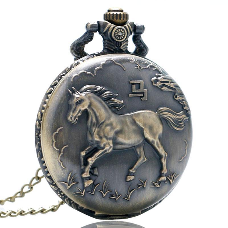 Men's Horse Design Pocket Watch