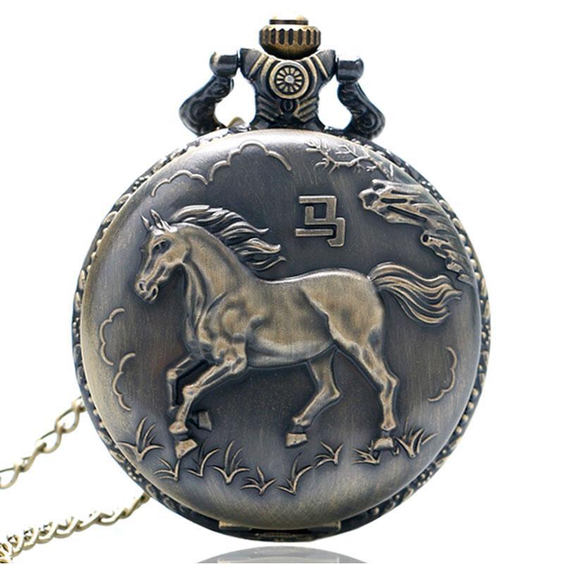 Men's Horse Design Pocket Watch
