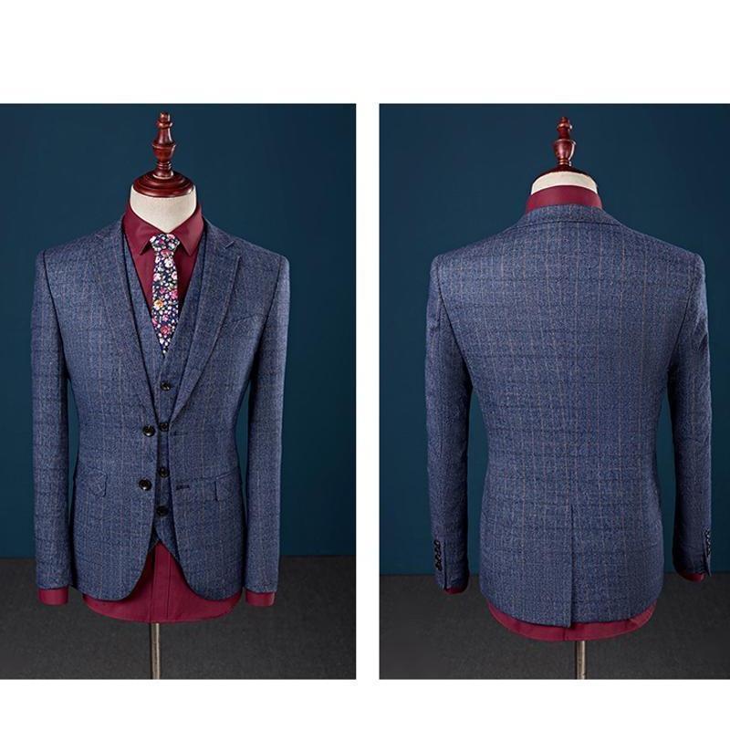 Men's Light Blue Two Button Slim Fit Suit - Three Piece